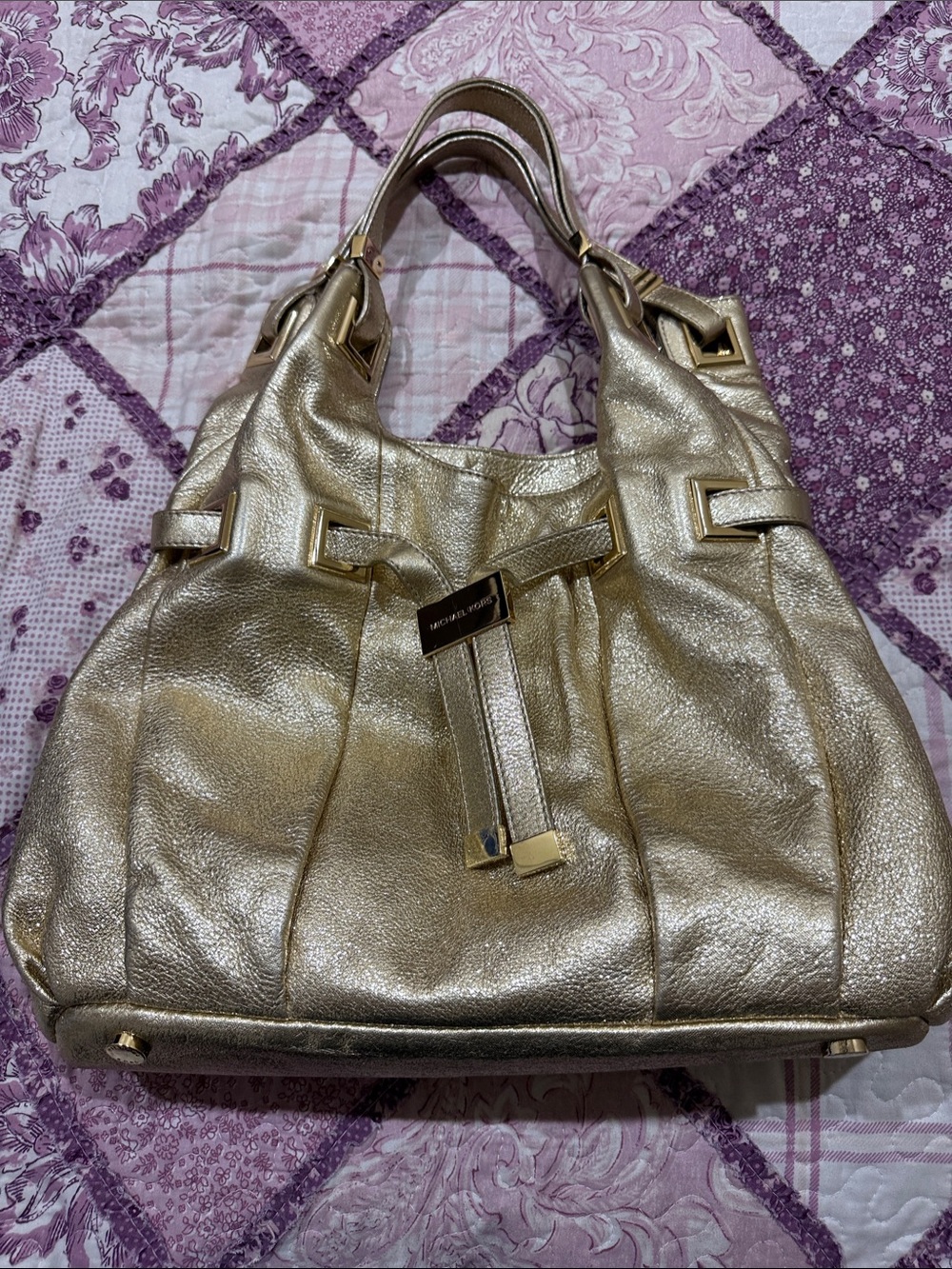 Michael Kors Metallic Gold Leather Tote Bag